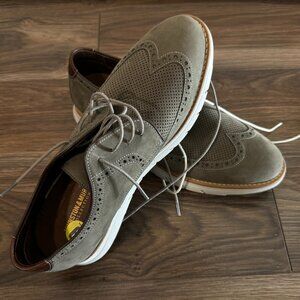 Johnston & Murphy Martell Perforated Wingtip Gray Tumble Nubuck Sz 9 M